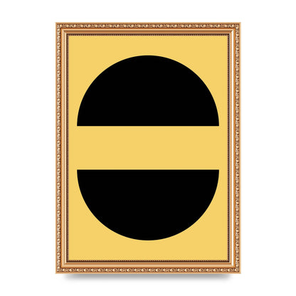 Yellow Black Disc Abstract Three Wall Art - A4 framed