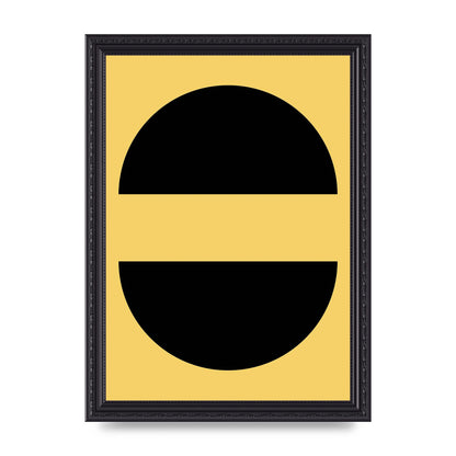 Yellow Black Disc Abstract Three Wall Art - A4 framed