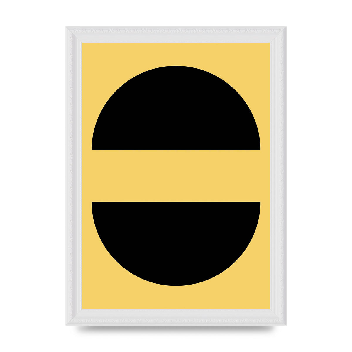 Yellow Black Disc Abstract Three Wall Art - A4 framed
