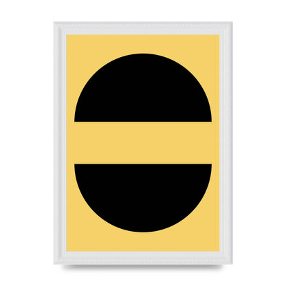 Yellow Black Disc Abstract Three Wall Art - A4 framed