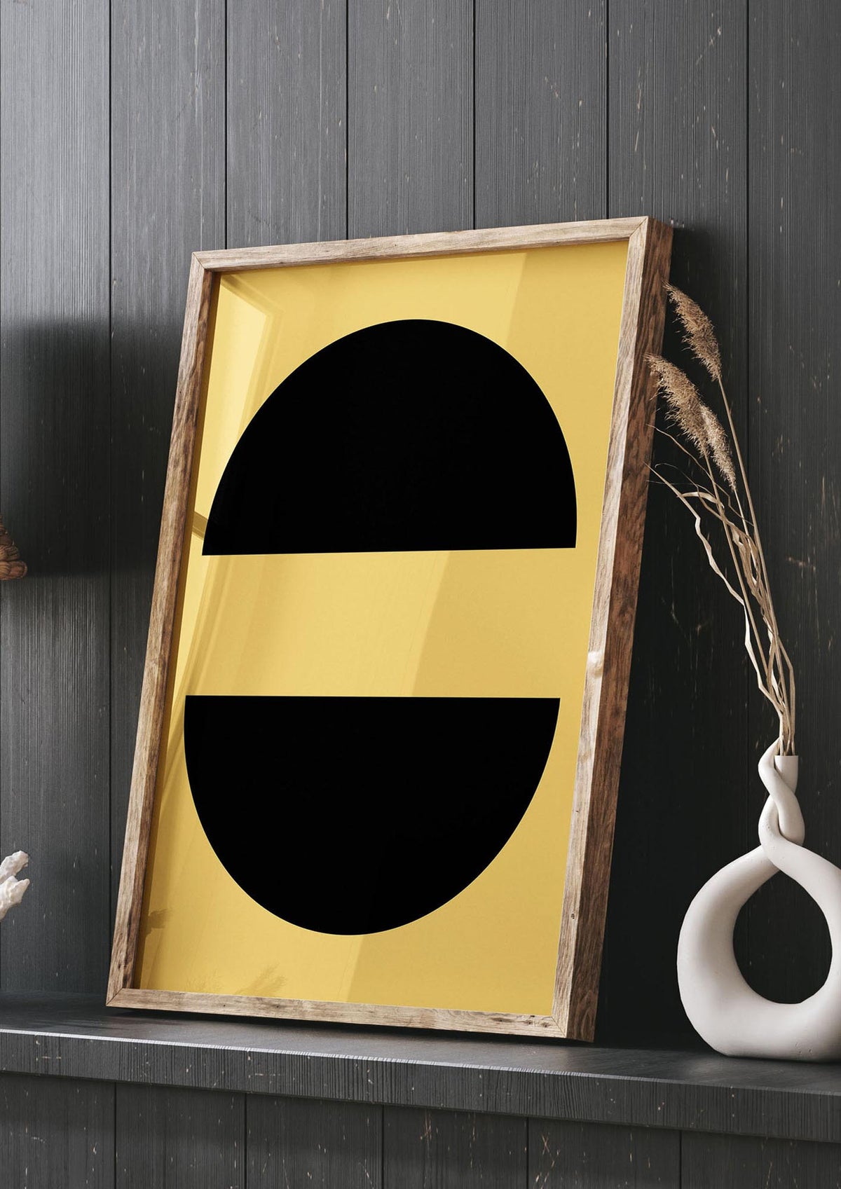 Yellow Black Disc Abstract Three Wall Art - living room 3