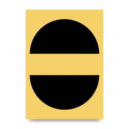 Yellow Black Disc Abstract Three Wall Art - unframed print