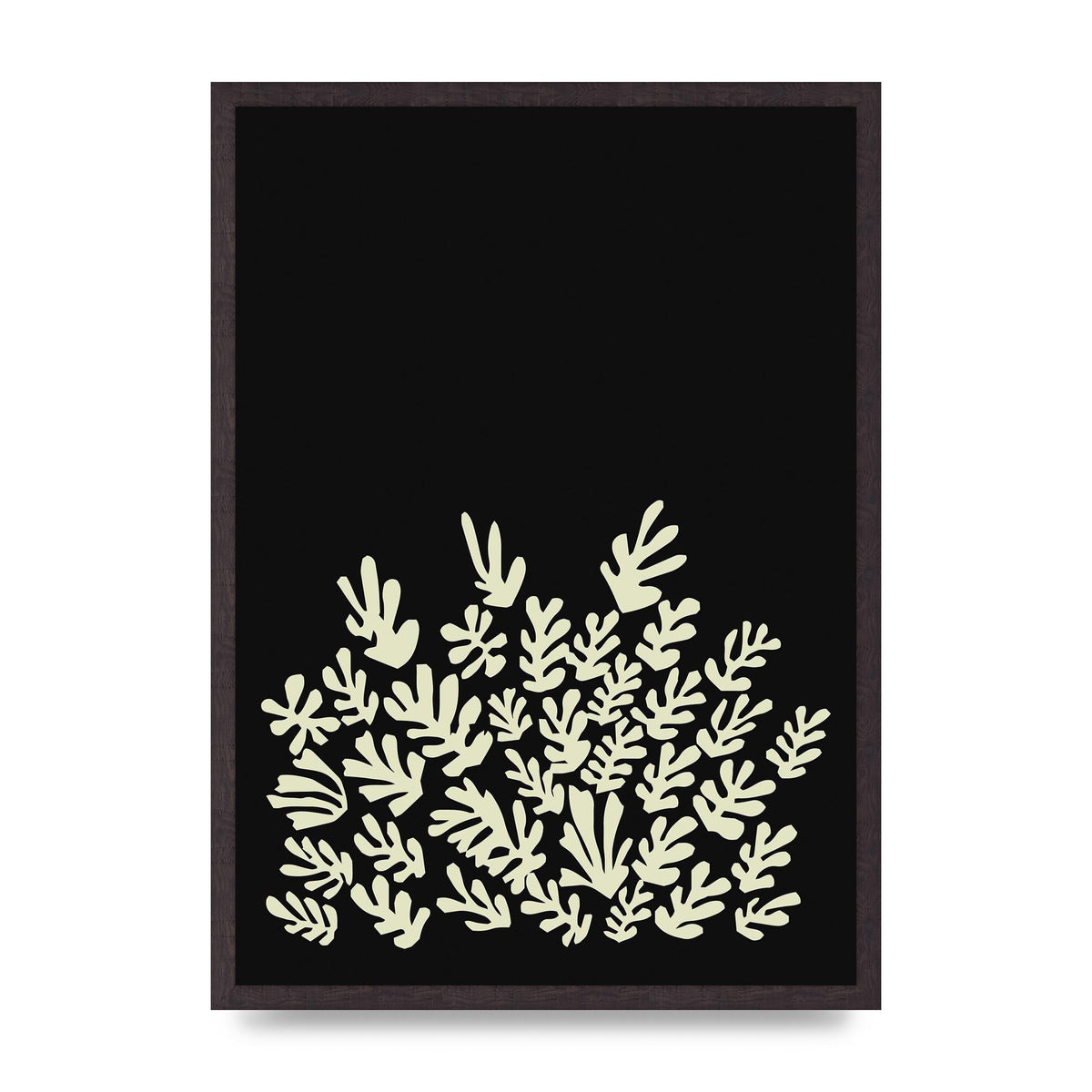 Black Ecru Abstract Leaf Shape Art For The Home - A2 framed
