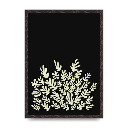 Black Ecru Abstract Leaf Shape Art For The Home - A2 framed