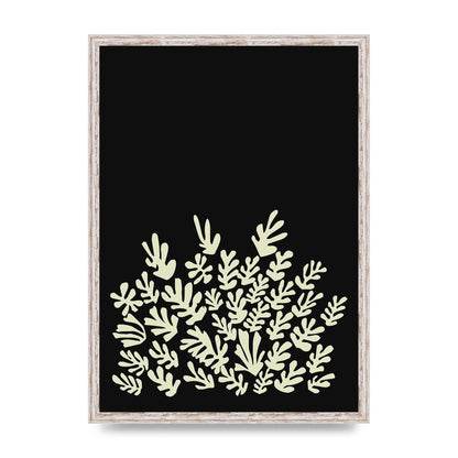 Black Ecru Abstract Leaf Shape Art For The Home - A2 framed