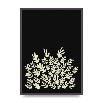 Black Ecru Abstract Leaf Shape Art For The Home - A2 framed