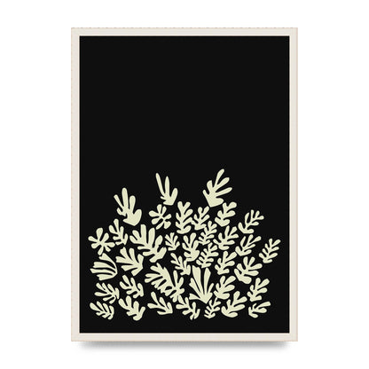 Black Ecru Abstract Leaf Shape Art For The Home - A2 framed