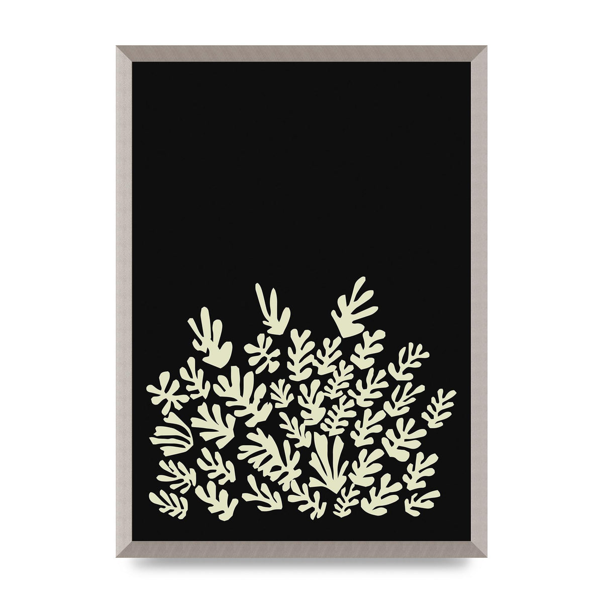 Black Ecru Abstract Leaf Shape Art For The Home - A2 framed