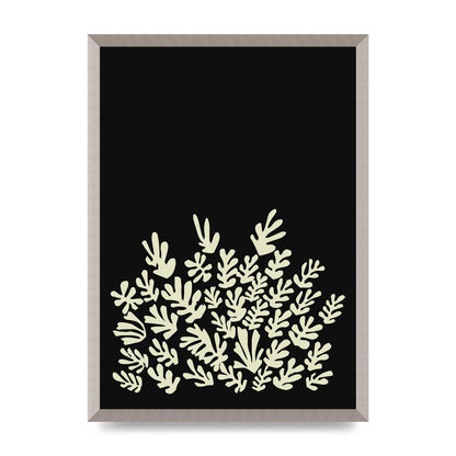 Black Ecru Abstract Leaf Shape Art For The Home - A2 framed