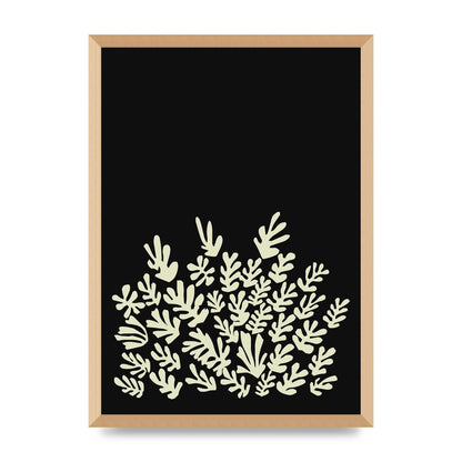 Black Ecru Abstract Leaf Shape Art For The Home - A2 framed