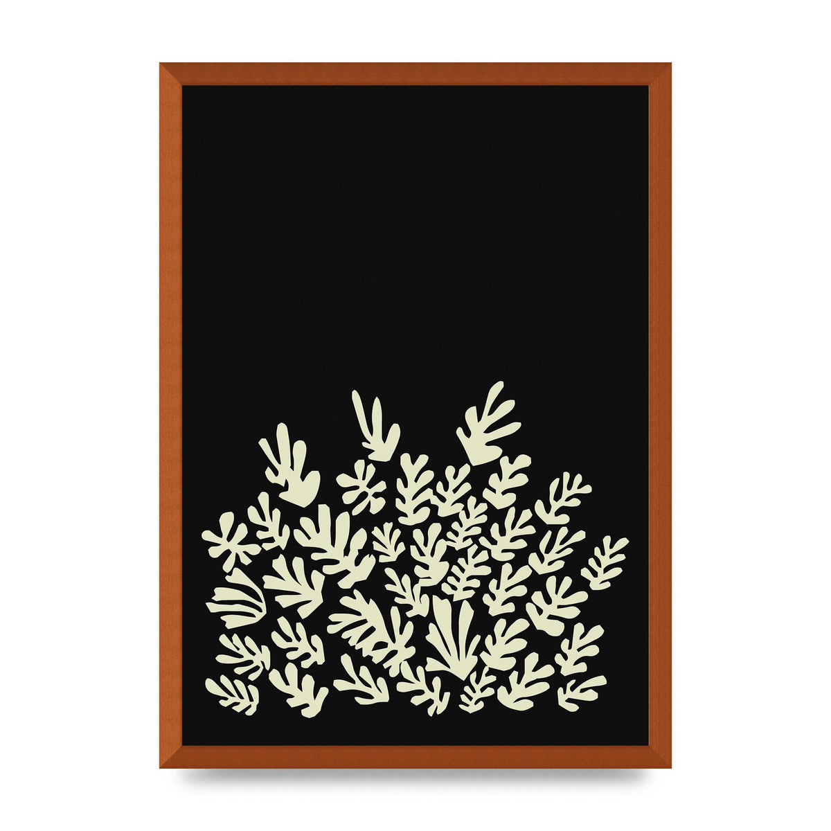 Black Ecru Abstract Leaf Shape Art For The Home - A2 framed