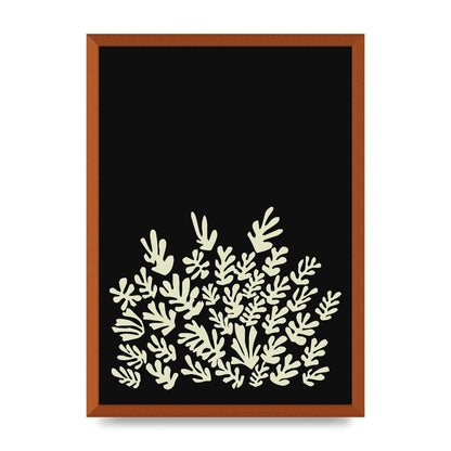 Black Ecru Abstract Leaf Shape Art For The Home - A2 framed