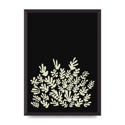 Black Ecru Abstract Leaf Shape Art For The Home - A2 framed