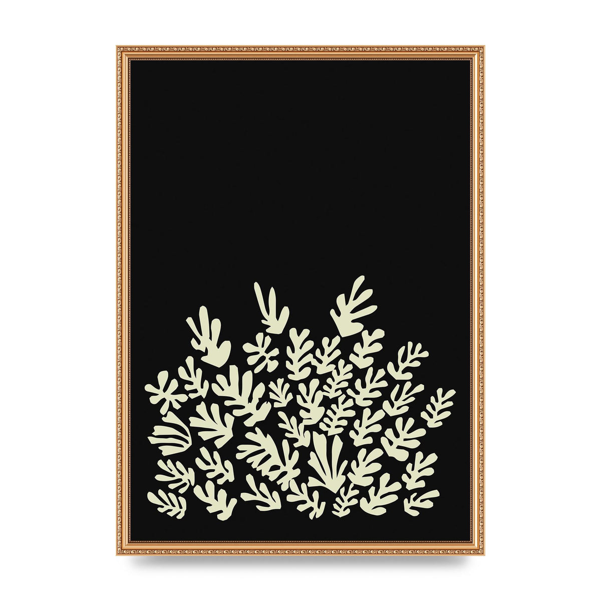 Black Ecru Abstract Leaf Shape Art For The Home - A2 framed