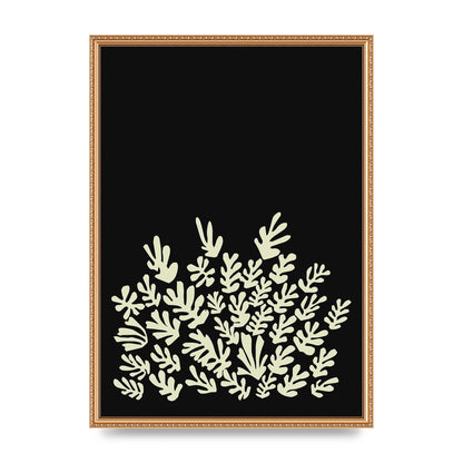 Black Ecru Abstract Leaf Shape Art For The Home - A2 framed