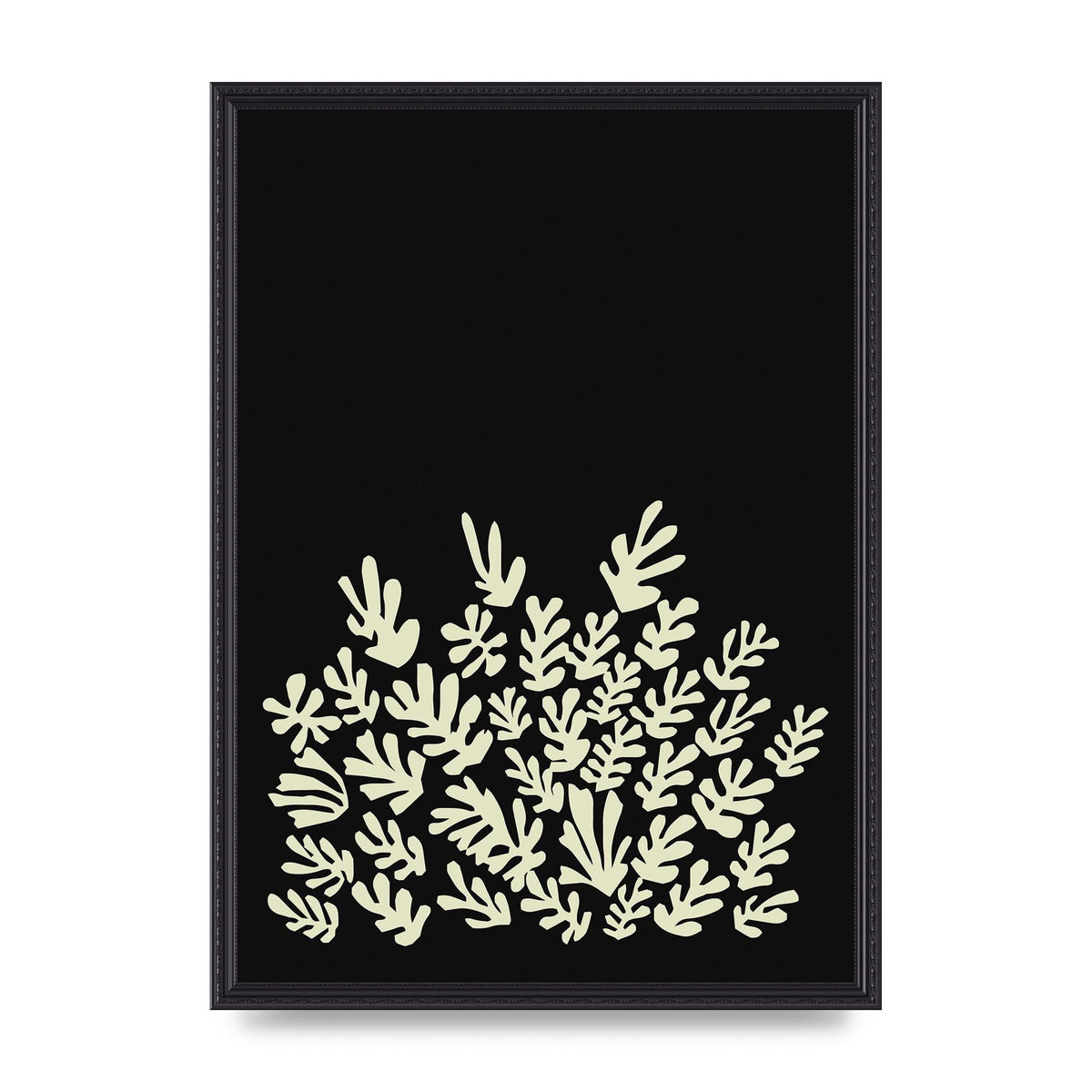 Black Ecru Abstract Leaf Shape Art For The Home - A2 framed