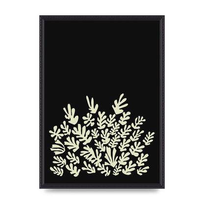 Black Ecru Abstract Leaf Shape Art For The Home - A2 framed
