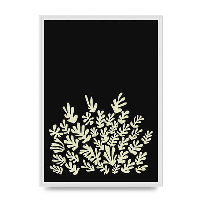 Black Ecru Abstract Leaf Shape Art For The Home - A2 framed