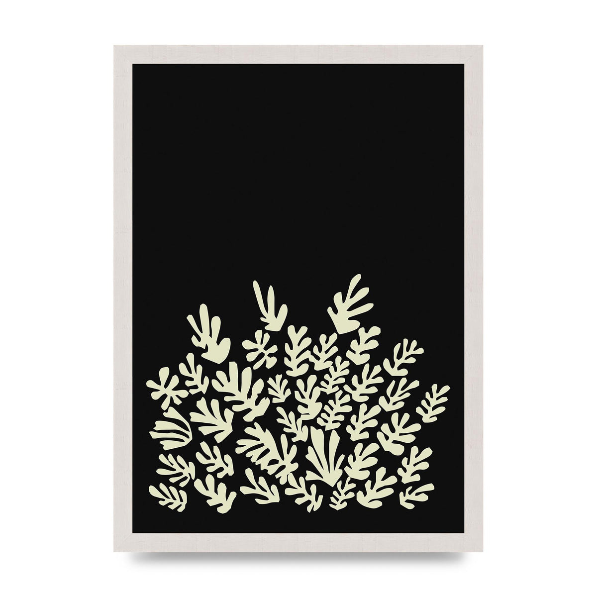 Black Ecru Abstract Leaf Shape Art For The Home - A3 framed