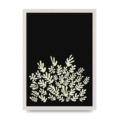 Black Ecru Abstract Leaf Shape Art For The Home - A3 framed