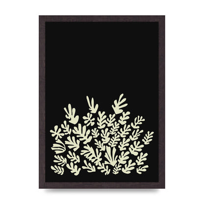 Black Ecru Abstract Leaf Shape Art For The Home - A3 framed