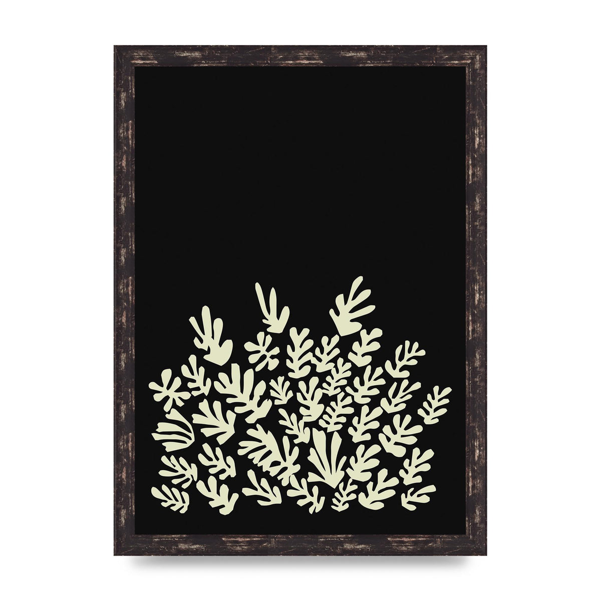 Black Ecru Abstract Leaf Shape Art For The Home - A3 framed