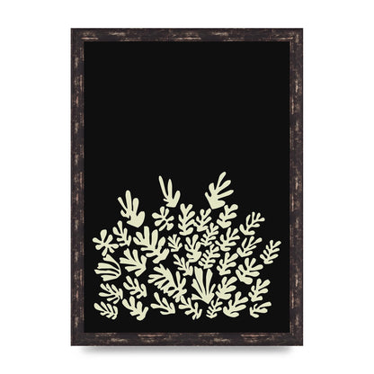 Black Ecru Abstract Leaf Shape Art For The Home - A3 framed