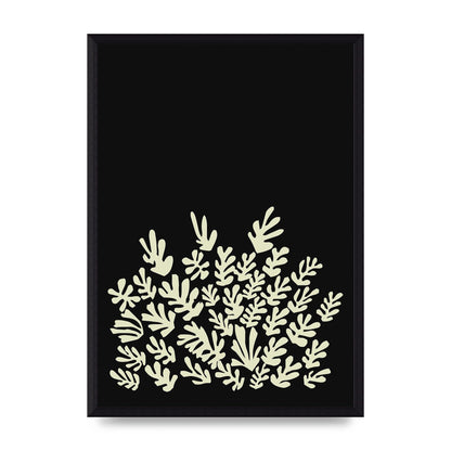 Black Ecru Abstract Leaf Shape Art For The Home - A3 framed