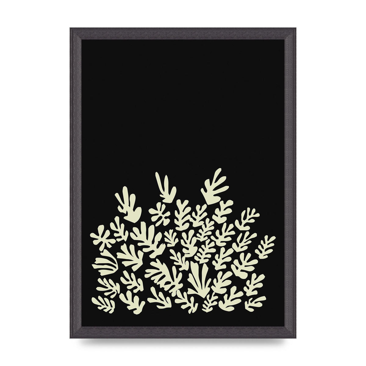 Black Ecru Abstract Leaf Shape Art For The Home - A3 framed