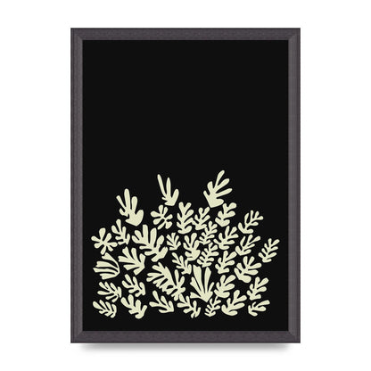 Black Ecru Abstract Leaf Shape Art For The Home - A3 framed