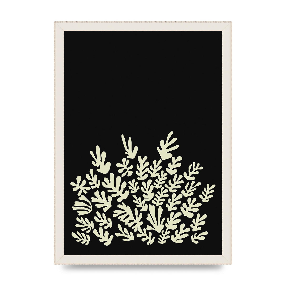 Black Ecru Abstract Leaf Shape Art For The Home - A3 framed