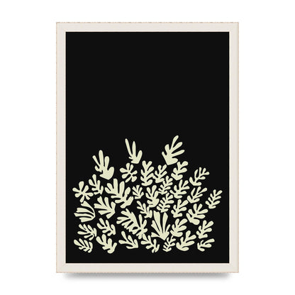 Black Ecru Abstract Leaf Shape Art For The Home - A3 framed
