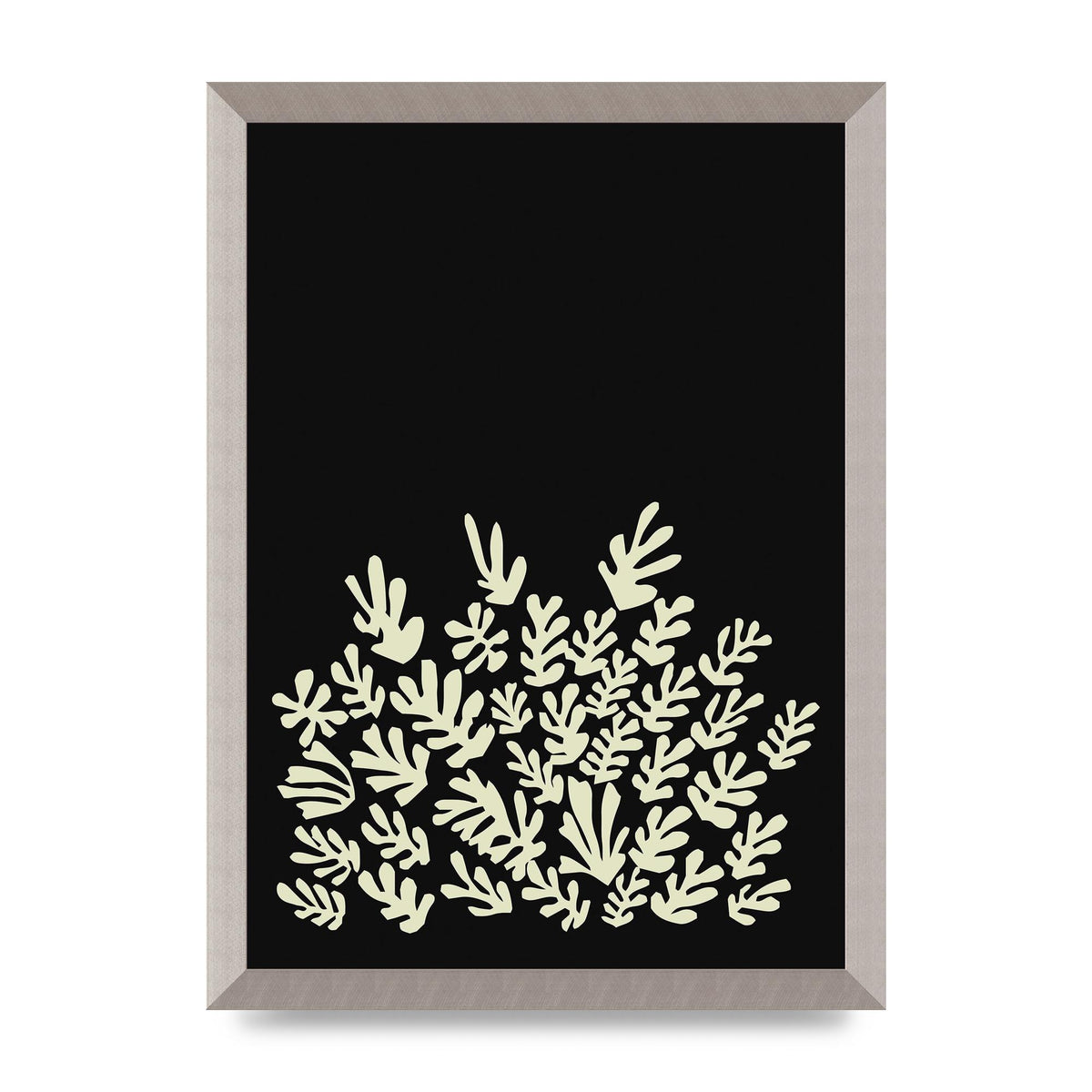Black Ecru Abstract Leaf Shape Art For The Home - A3 framed
