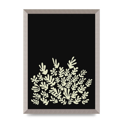 Black Ecru Abstract Leaf Shape Art For The Home - A3 framed