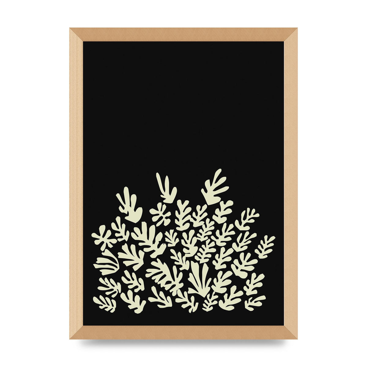 Black Ecru Abstract Leaf Shape Art For The Home - A3 framed