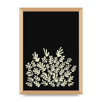 Black Ecru Abstract Leaf Shape Art For The Home - A3 framed