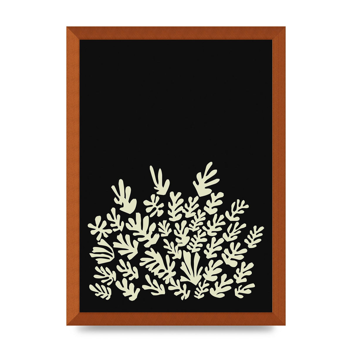Black Ecru Abstract Leaf Shape Art For The Home - A3 framed