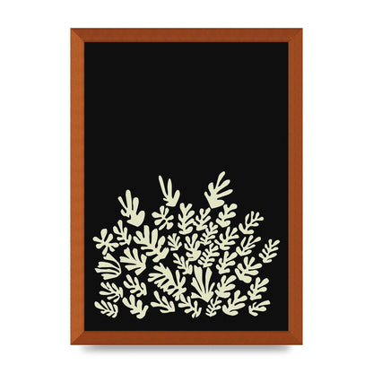 Black Ecru Abstract Leaf Shape Art For The Home - A3 framed