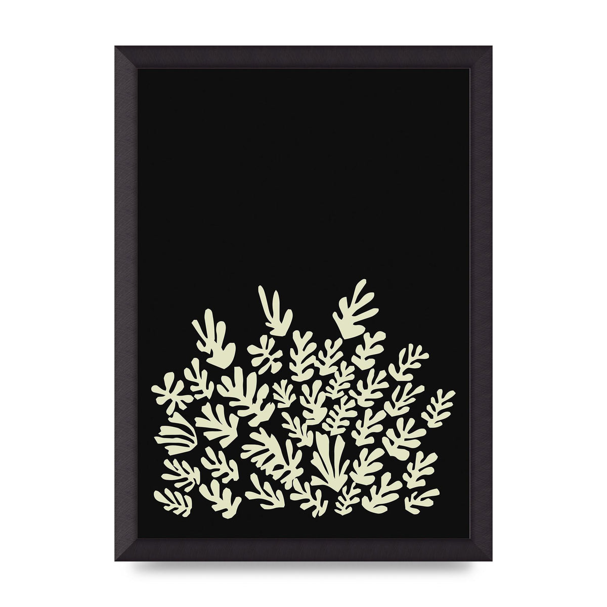 Black Ecru Abstract Leaf Shape Art For The Home - A3 framed