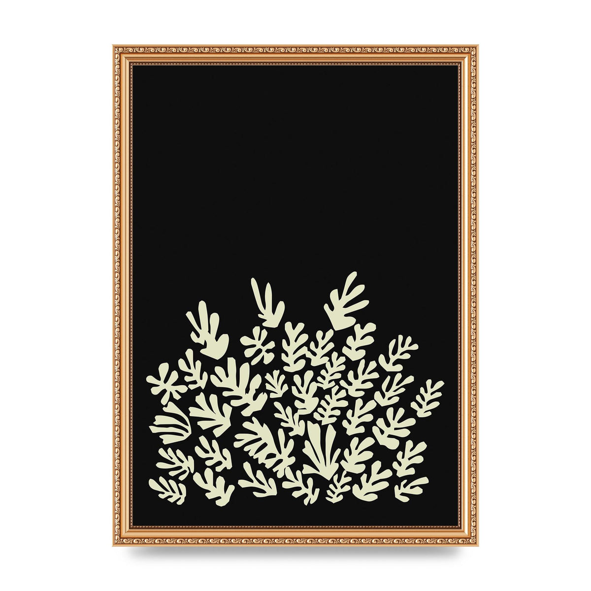 Black Ecru Abstract Leaf Shape Art For The Home - A3 framed