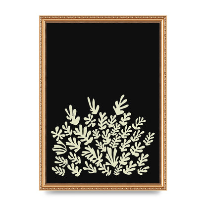 Black Ecru Abstract Leaf Shape Art For The Home - A3 framed
