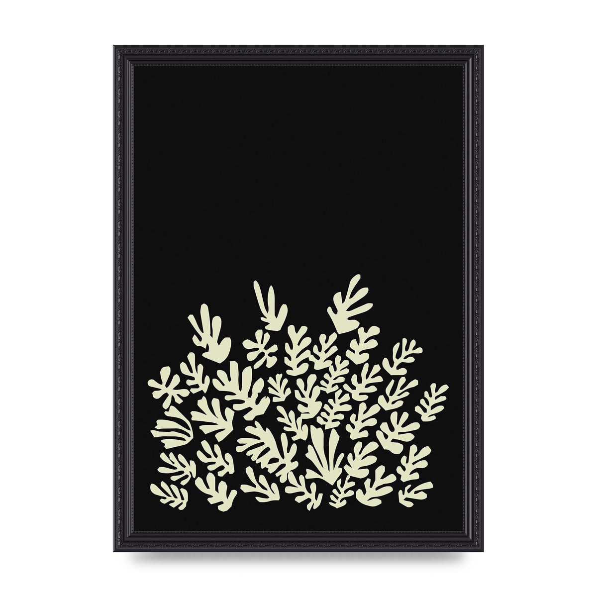 Black Ecru Abstract Leaf Shape Art For The Home - A3 framed