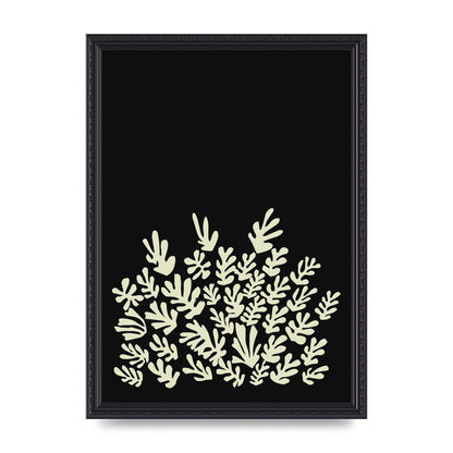 Black Ecru Abstract Leaf Shape Art For The Home - A3 framed
