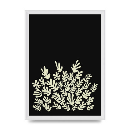 Black Ecru Abstract Leaf Shape Art For The Home - A3 framed