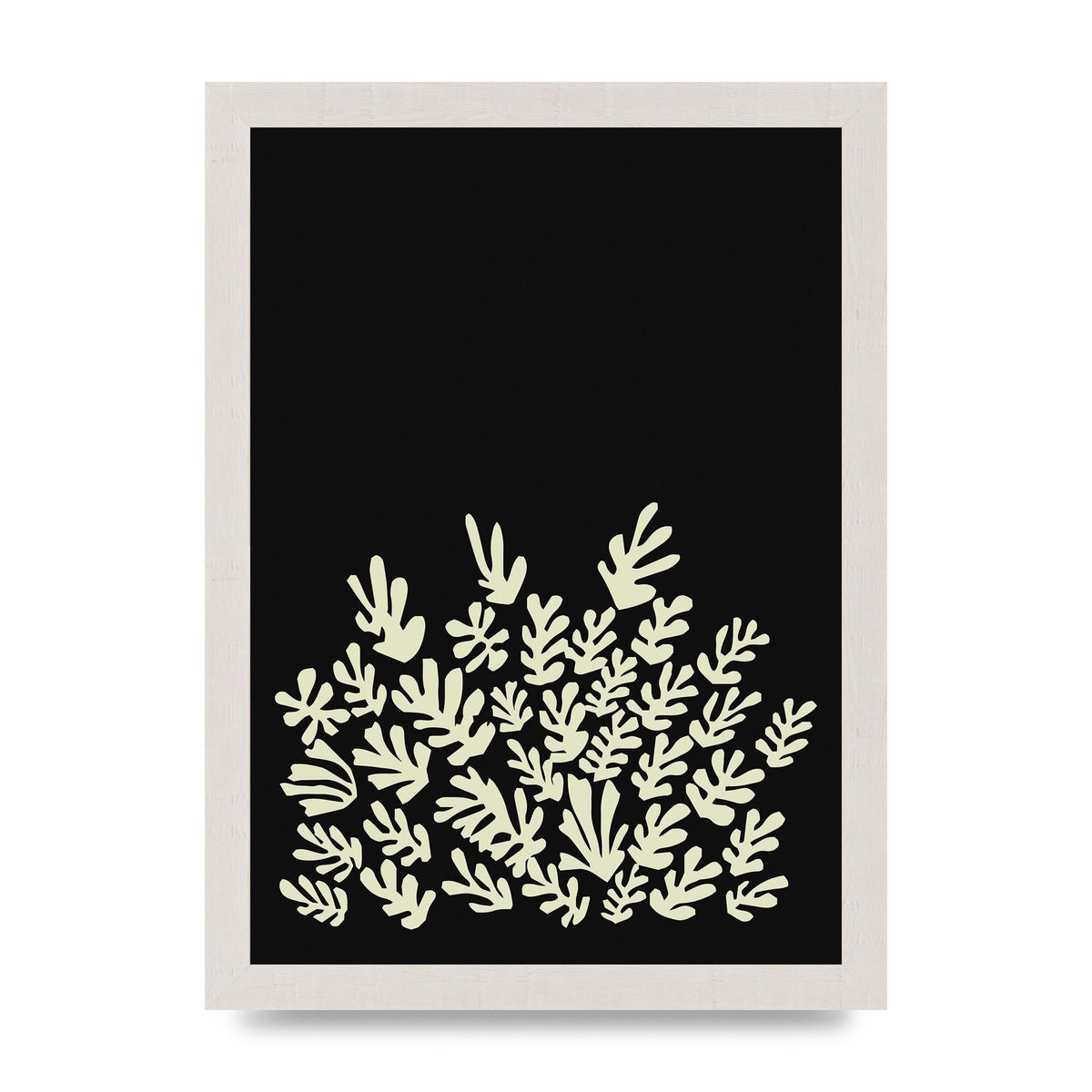 Black Ecru Abstract Leaf Shape Art For The Home - A4 framed