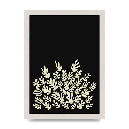 Black Ecru Abstract Leaf Shape Art For The Home - A4 framed