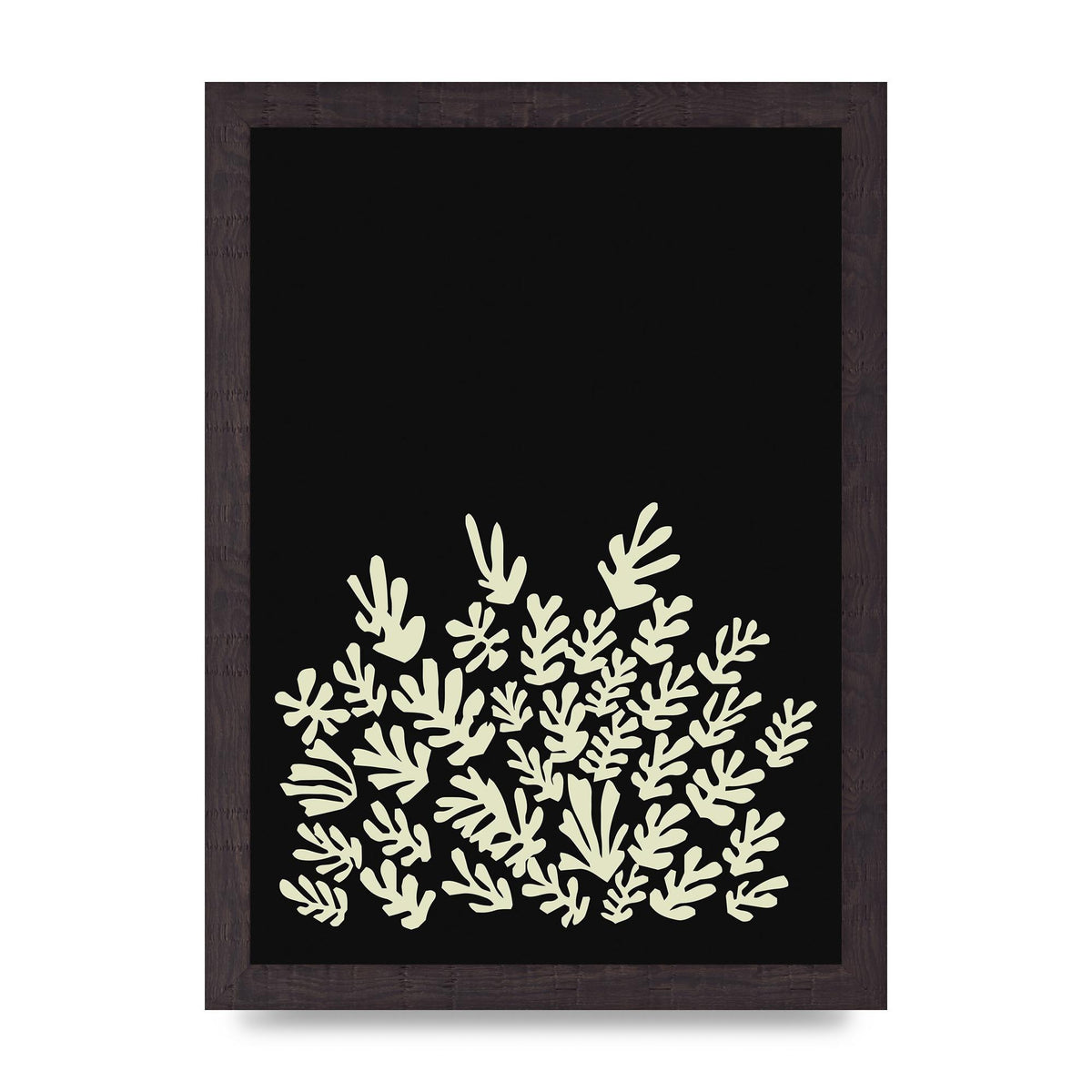 Black Ecru Abstract Leaf Shape Art For The Home - A4 framed