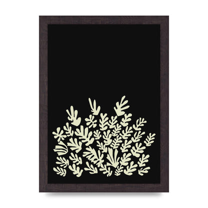 Black Ecru Abstract Leaf Shape Art For The Home - A4 framed