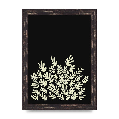 Black Ecru Abstract Leaf Shape Art For The Home - A4 framed
