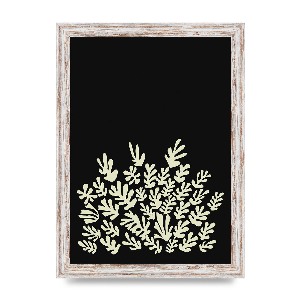 Black Ecru Abstract Leaf Shape Art For The Home - A4 framed